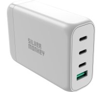 Ładowarka Silver Monkey Ładowarka GaN Silver Monkey SMA152 130W 3xUSB-C PD USB-A QC 3.0 z odłączanym kablem zasilającym - biała | 5900779359611  | 5900779359611