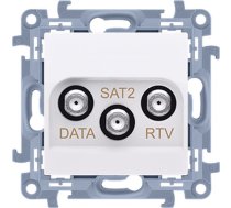 Kontakt-Simon Simon 10 Gniazdo antenowe końcowe RTV-DATA-SAT. 1xWE 52400 MHz 3xWY /F/ (RTV:88900 MHz) (DATA: 5900 MHz)( SAT: 9502400 MHz) białe CADSATF.01/11 | CADSATF.01/11  | 5902787854980