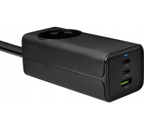 Ładowarka Akyga AKYGA Wall charger AK-CH-21 65W 2xUSB-C USB-A PD GaN 5-20V / 1.5-4.5A + AC Socket black | AK-CH-21  | 5901720139191