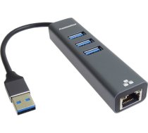 HUB USB PremiumCord PREMIUMCORD Adaptér USB3.0 - LAN RJ45 ETHERNET 10/100/1000 MBIT + 3x USB3.0 port | kuethernet7  | 8592220023829