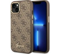 Guess Etui Guess do iPhone 14 6,1" brązowy/brown hard case 4G Vintage Gold Logo | GUE2116  | 3666339065249