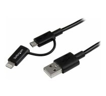 Kabel USB StarTech USB-A - microUSB + Lightning 1 m Czarny (LTUB1MBK) | LTUB1MBK  | 0065030860468