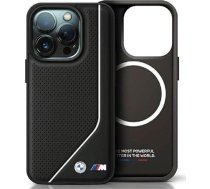 BMW BMW Perforated Twisted Line MagSafe - Etui iPhone 15 (czarny) | BMW617  | 3666339234454