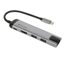 Verbatim USB 3.2 Gen 1 Multiport-Hub, USB-C Stecker > 2x USB-A + USB-C Buchse + HDMI-Buchse + RJ-45 Buchse, USB-Hub | 1719410  | 0023942491415 | 49141
