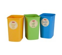 CURVER Atkritumu spaiņu bez vāka komplekts  Deco Flip Bin 3x25L zils/zaļš/dzeltens | 0802174999  | 3253922174411