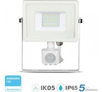 Naświetlacz V-TAC Projektor LED 20W 1600lm 6400K Dioda SAMSUNG z czujnikiem ruchu PIR Biały IP65 450 | 450  | 3800157631068