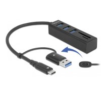 DeLOCK 3 Port USB 3.2 Gen 1 Hub + SD und Micro SD Card Reader mit USB Type-C oder USB Typ-A Anschluss, USB-Hub | 1831593  | 4043619638598 | 63859
