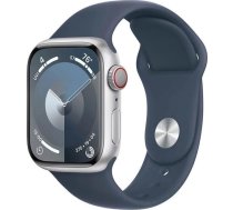 Watch Series 9 GPS + Cellular 41mm Silver Aluminium Case with Storm Blue Sport Band - M/L | MRHW3QP/A  | 0195949022265