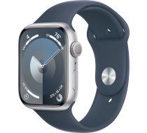 Apple Watch Series 9 GPS 45mm Silver Aluminium Case with Storm Blue Sport Band - S/M | ATAPPZABS9MR9D3  | 195949031489 | MR9D3QP/A