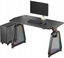 Biurko Ultradesk ULTRADESK Biurko dla gracza BOOSTER, 136x70,5 cm, 75 cm, podświetlenie RGB, uchwyt na słuchawki i napój | UDESK-BO-BA/BB  | 5904238811443