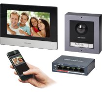 Orno HIKVISION DS-KIS602(B) zestaw wideodomofonowy PoE jednorodzinny z monitorem dotykowym 7" z WiFi, panelem zewnętrznym z kamerą FullHD i PoE switch | DS-KIS602(B)  | 6931847110840