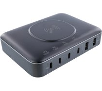 Ładowarka InLine InLine® Qi powerstation multiport, power supply, charger, 4x USB Type-C, 2x USB Type A, GaN, 100W, Wireless Charging 15W, black | 31517K  | 4043718313334