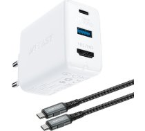 Acefast lādētājs Acefast 2in1 GaN 65W USB Type C / USB lādētājs, HDMI adapteris 4K@60Hz (komplektā ar kabeli) balts (A17 balts) | 187727325  | 6974316281092
