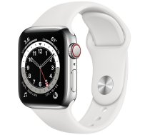 Apple Watch 6 GPS + Cellular 40mm Stainless Steel Sport Band, silver/white (M06T3EL/A) | M06T3EL/A  | 194252336076 | 178512