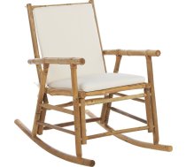Beliani Bamboo šūpuļkrēsls, gaišs koks ar baltu FRIGOLE! Lumarko! | 351372 Bel  | 4255664802378