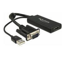 Delock AV adapteris D-Sub (VGA) — HDMI + USB-A melns (62668) | 62668  | 4043619626687