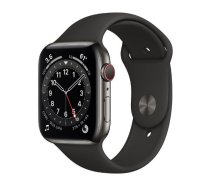 Išmanusis laikrodis APPLE Watch 6 GPS+Cellular, 40mm Graphite Stainless Steel Case, Black Sport Band | M06X3UL/A  | 1901998367788