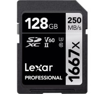Lexar memory card SDXC 128GB Professional 1667x UHS-II U3 V60 | LSD128CB1667  | 843367114801 | 173099