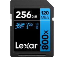 Lexar Professional 800x SDXC 256 GB 10. klases UHS-I/U3 V30 karte (LSD0800256G-BNNNG) | LSD0800256G-BNNNG  | 8433671258456