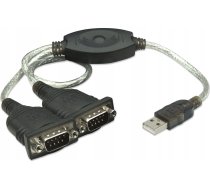 Manhetenas USB-A kabelis — 2x RS-232 0,45 m melns (174947) | 174947  | 0766623174947