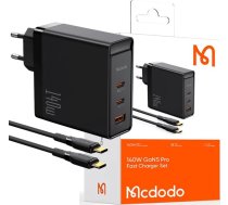 Mcdodo lādētājs GaN 140W tīkla lādētājs Mcdodo CH-2913 2x USB-C, USB-A (melns) | CH-2913  | 6921002629133