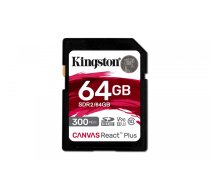 Kingston Memory card SD 64GB Canvas React Plus 300/260 UHS-II U3 | SFKINSDG64SDR20  | 740617301953 | SDR2/64GB