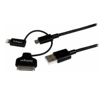 StarTech USB-A — Apple 30 pin + Lightning + microUSB USB vads 1 m melns (LTADUB1MB) | LTADUB1MB  | 0065030859059