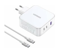 Ugreen lādētājs UGREEN 15339 Nexode tīkla lādētājs, 2xUSB-C, USB-A 3.0, PD3.0, QC4.0, GaN, 140W (balts) | 15339  | 6941876213399