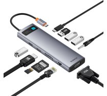 USB centrmezgls Baseus Hub 11in1 Baseus StarJoy Metal Glam Series, USB-C uz HDMI + VGA + 3 x USB 3.0 + USB 2.0 + USB-C PD + RJ45 + SD/TF +3,5 mm | B00030709811-00  | 6932172636562