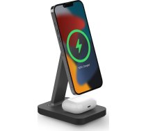 Zagg International Mophie Snap+ uzlādes statīva lādētājs - stāvošs bezvadu lādētājs divām ierīcēm, saderīgs ar MagSafe 15W (melns) | 401309751  | 840056162921