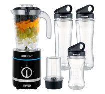 iLike Noveen SB2000 Sport Blender 500W 6 Blades + Pulse + Grinder 2x600ml + 300ml Bottles BPA-Free Black