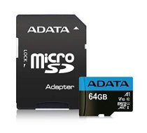 ADATA MEMORY MICRO SDXC 64GB CLASS10/W/A AUSDX64GUICL10A1-RA1