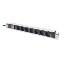 Digitus Aluminum outlet strip with switch DN-95402 Sockets quantity 7, 7x safety outlets 250VAC 50/60Hz / 16A / 4000W, 1U Aluminum PDU, rackmountable