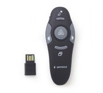 Gembird | Wireless presenter with laser pointer | WP-L-01 | Black | Depth 25 mm | Height 105 mm | Red laser pointer. 4 buttons to control most used PowerPoint presentation functions.     Interface: USB. Presenter control distance: up to 10 m. | Yes | Weig