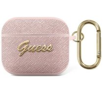 Guess Apple AirPods 3 cover Saffiano Script Metal Collection case Pink