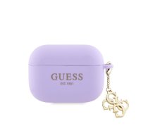 Guess Apple Airpods Pro Case Silicone Classic Logo Gold With 4G Charm Purple