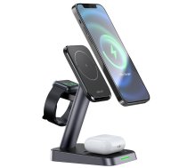 Acefast Acefast Qi Wireless Charger 15W for iPhone (with MagSafe), Apple Watch and Apple AirPods Stand Holder Magnetic Holder Black (E3 black)