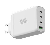 Silver Monkey Silver Monkey GaN 130W wall charger 3x USB-C PD 1x USB-A 3.0 QC - white