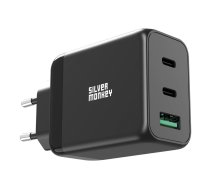 Silver Monkey Silver Monkey GaN 65W wall charger 2x USB-C PD 1x USB-A QC 3.0 - black