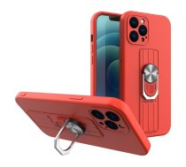 Hurtel Ring Case silicone case with finger grip and stand for iPhone 13 mini red