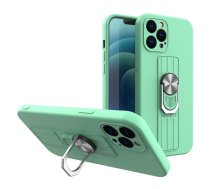 Hurtel Ring Case silicone case with finger grip and stand for iPhone 13 mini mint