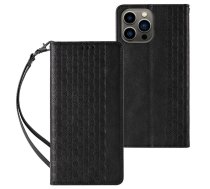 Hurtel Magnet Strap Case Case for iPhone 14 Pro Max Flip Wallet Mini Lanyard Stand Black