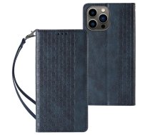 Hurtel Magnet Strap Case Case for Samsung Galaxy S23 Flip Wallet Mini Lanyard Stand Blue