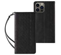 Hurtel Magnet Strap Case for Samsung Galaxy S23 Ultra Flip Wallet Mini Lanyard Stand Black