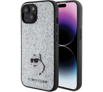 Karl Lagerfeld Karl Lagerfeld Fixed Glitter Choupette Logo Metal Pin case for iPhone 15 - silver