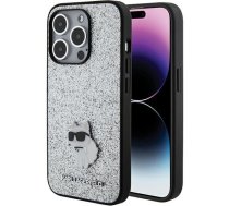 Karl Lagerfeld Karl Lagerfeld Fixed Glitter Choupette Logo Metal Pin Case for iPhone 15 Pro Max - Silver