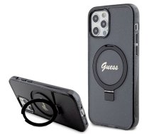 Guess Guess Ring Stand Script Glitter MagSafe case for iPhone 12/12 Pro - black