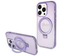 Guess Guess Ring Stand Script Glitter MagSafe case for iPhone 13 Pro Max - purple