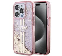 Guess Guess Liquid Glitter Gold Stripes case for iPhone 15 Pro Max - pink