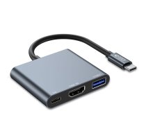 Tech-Protect HUB Tech-Protect V1 3in1 USB-C - USB-A 3.0 / USB-C PD 100W / HDMI 4K 30Hz - gray